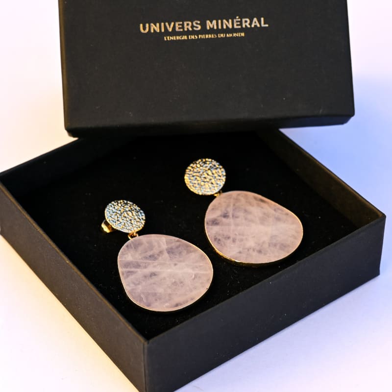 Boucle d’Oreille Quartz Rose Energie | Univers Minéral