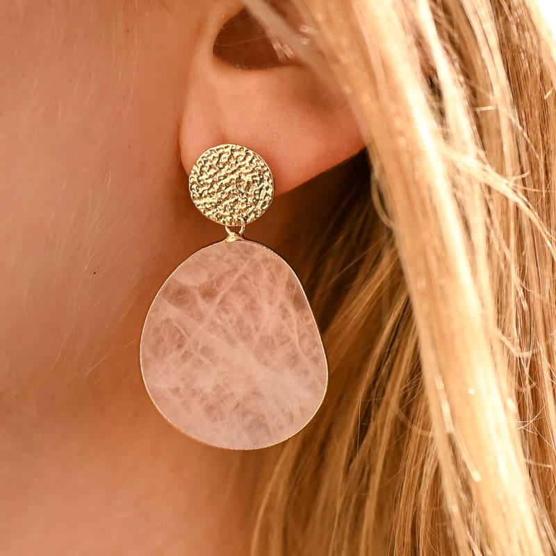 Boucle d’Oreille Quartz Rose Energie | Univers Minéral