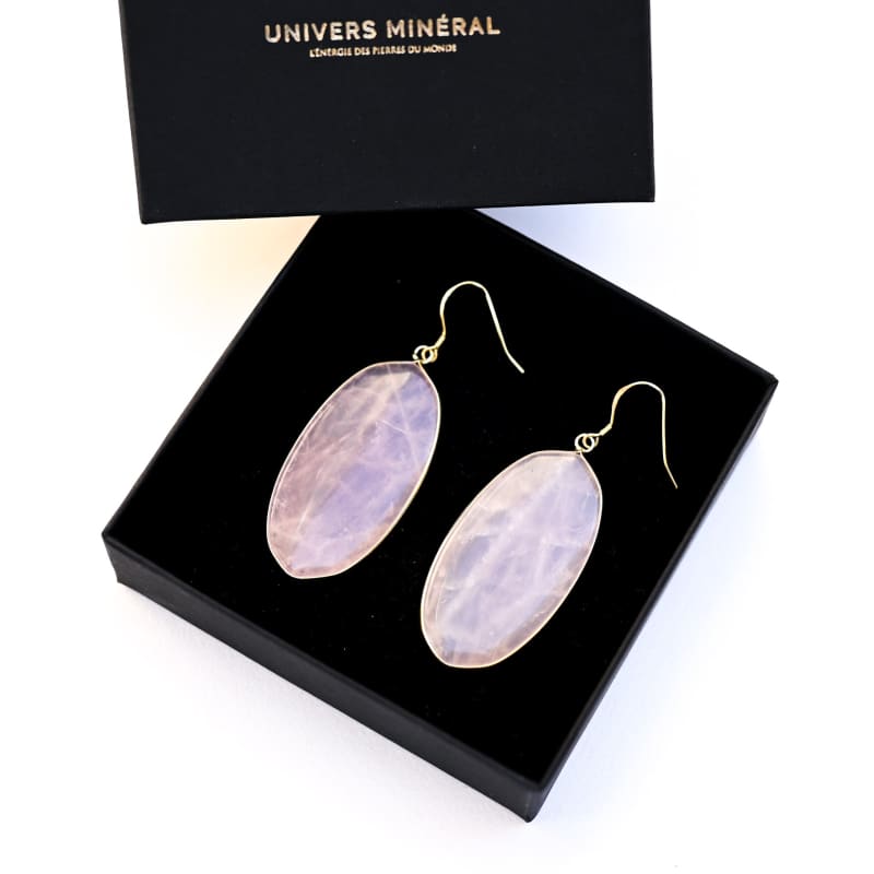 Boucle d’Oreille Quartz Rose Pendante | Univers Minéral