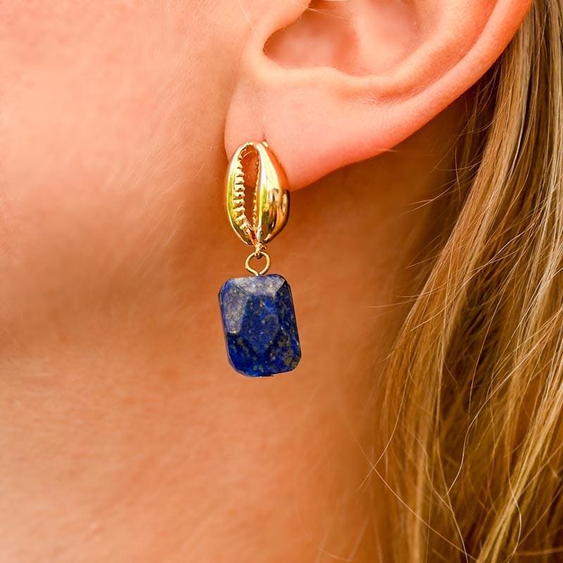 Boucles d’oreilles Lapis Lazuli Coquillage | Univers Minéral