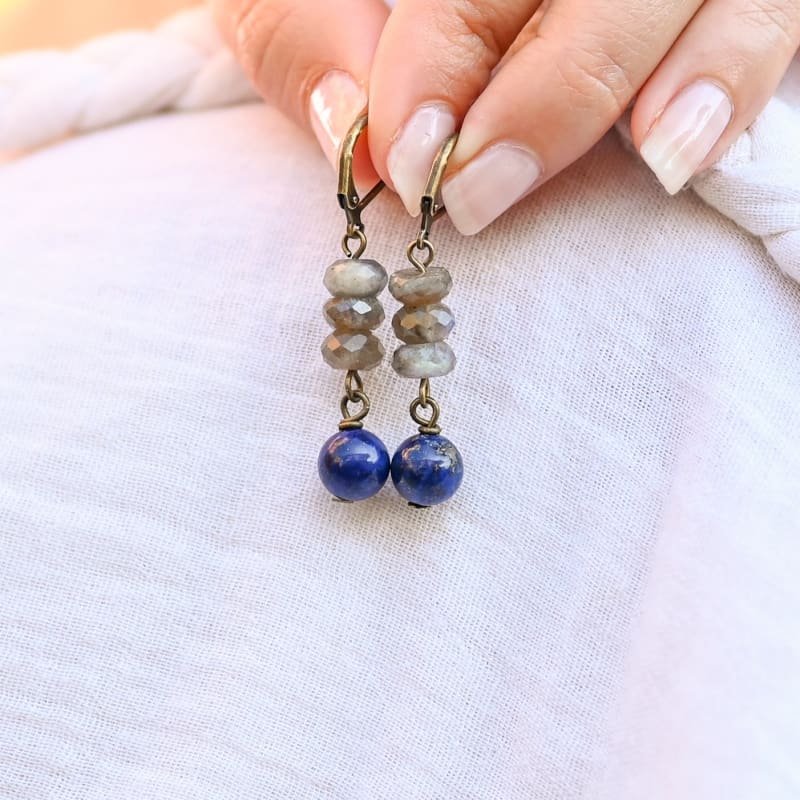 Boucles d’oreilles Lapis Lazuli et Labradorite | Univers 