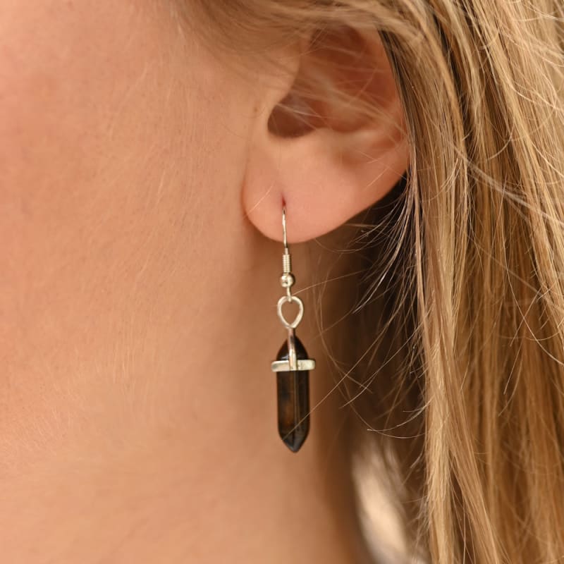 Boucles d’oreilles Oeil de Tigre cristaux | Univers Minéral