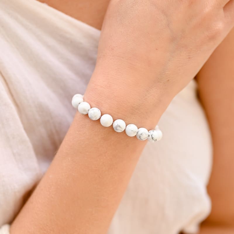 Bracelet homme Apatite et Howlite - régime alimentaire - motivation Bracelet homme Apatite et Howlite - régime alimentaire - motivation