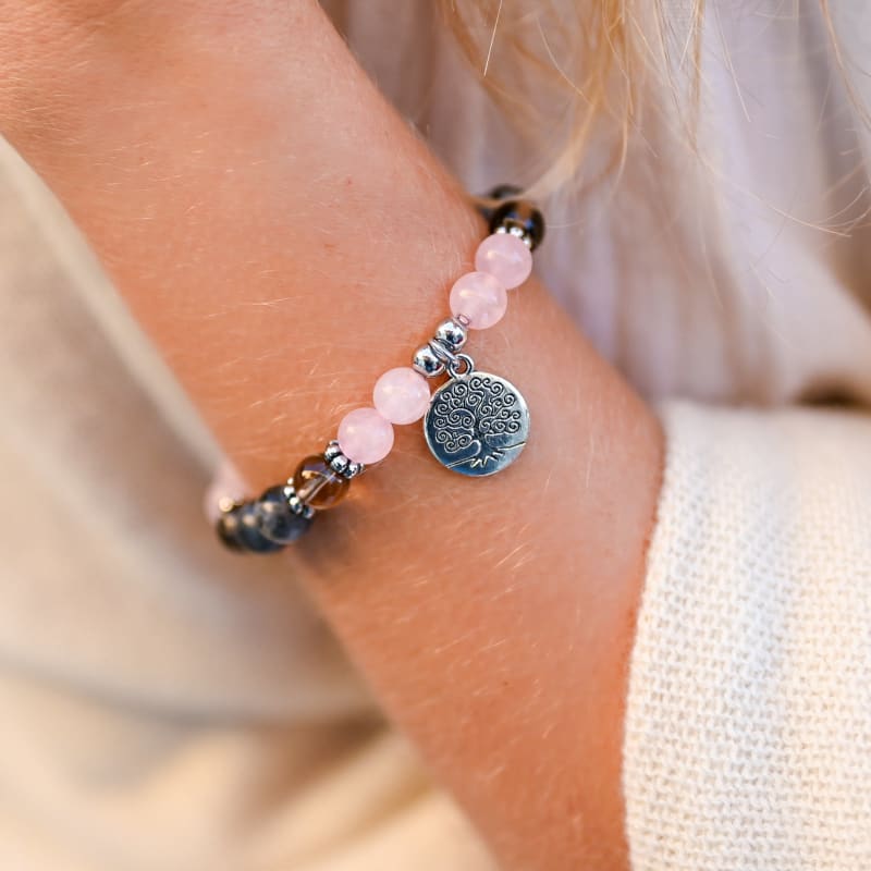 Bracelet Labradorite et Quartz Rose | Univers Minéral