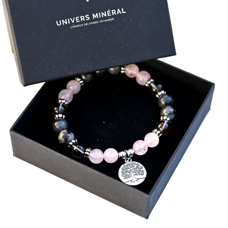 Bracelet Labradorite et Quartz Rose | Univers Minéral