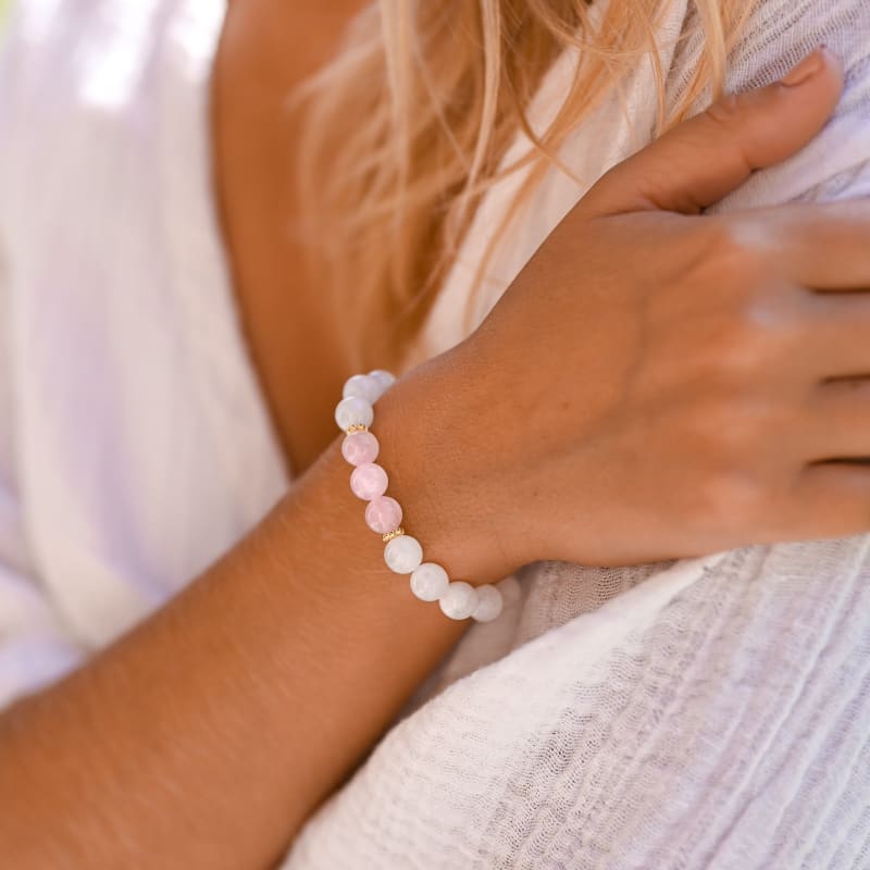 Bracelet Pierre de Lune et Quartz Rose | Univers Minéral