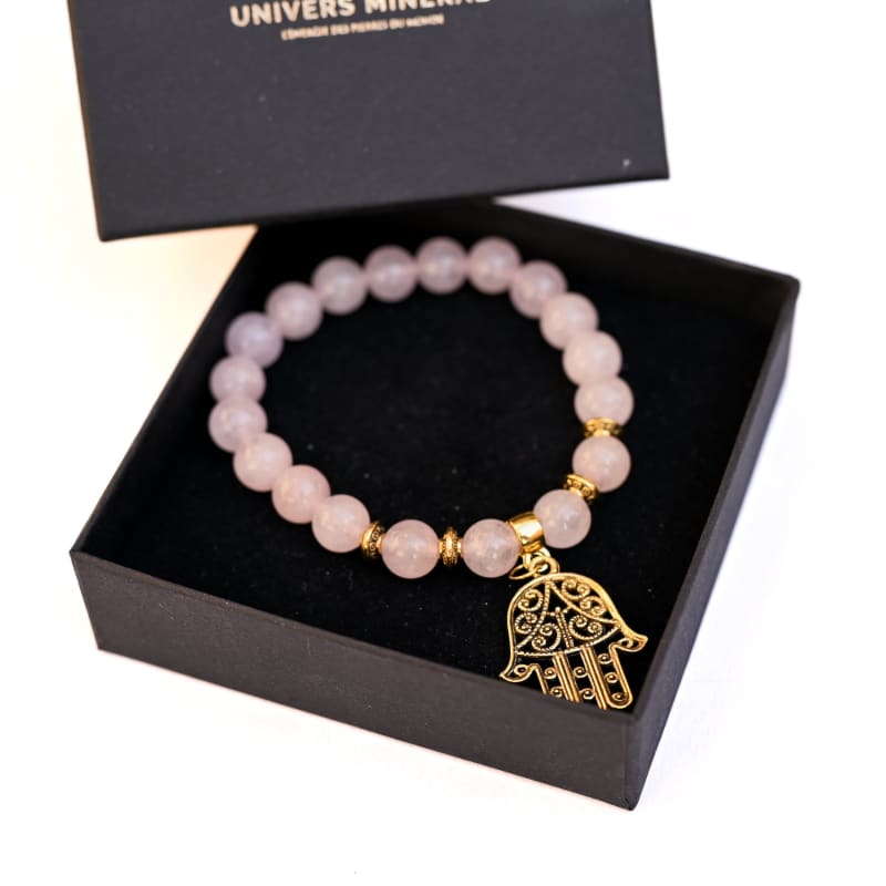 Bracelet Quartz Rose Porte bonheur | Univers Minéral