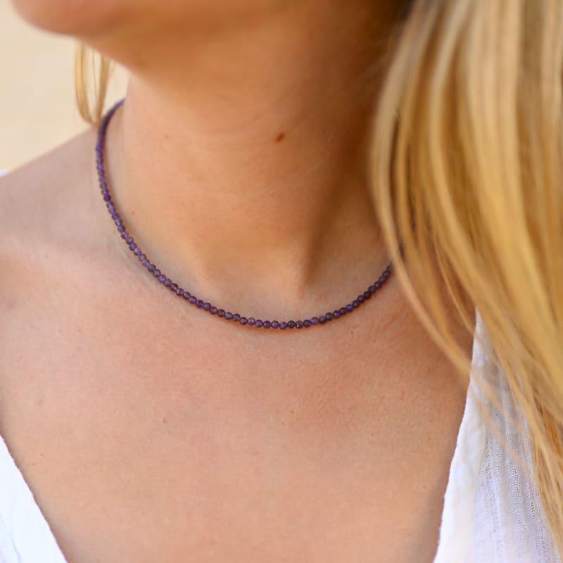 Collier 2 perles Lépidolite 8 mm. Chaine en acier inoxydable Collier femmes, ho