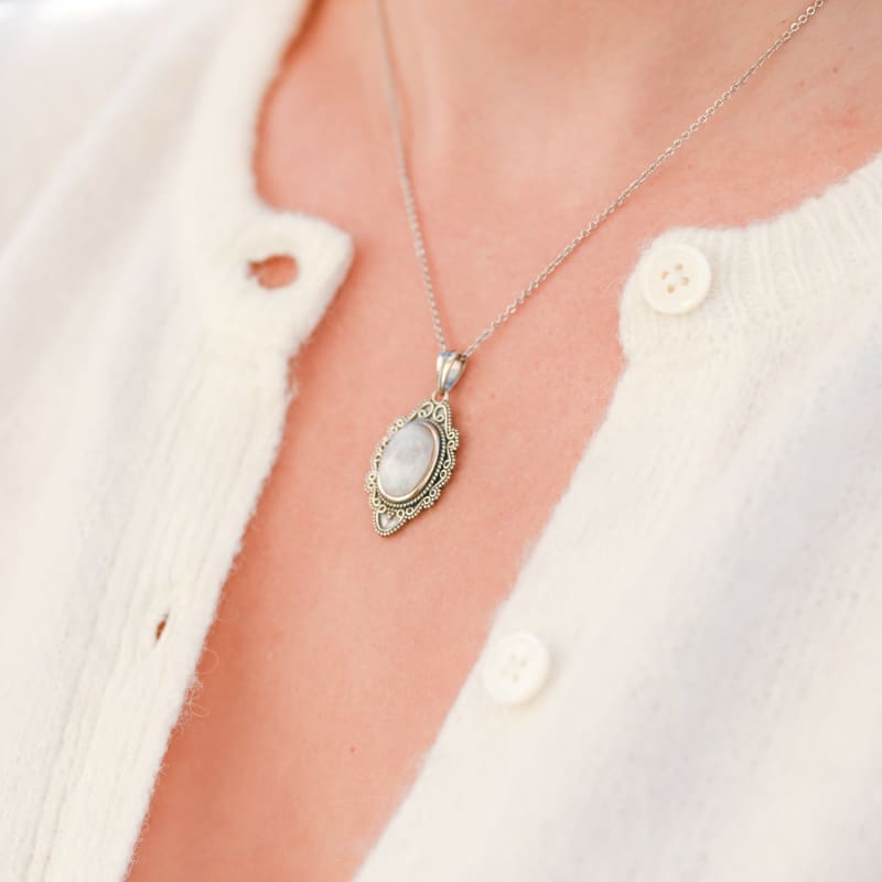 Collier Argent Pierre de lune | Univers Minéral