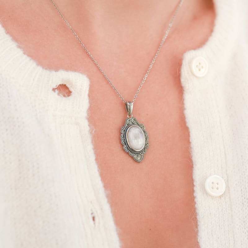 Collier Argent Pierre de lune | Univers Minéral