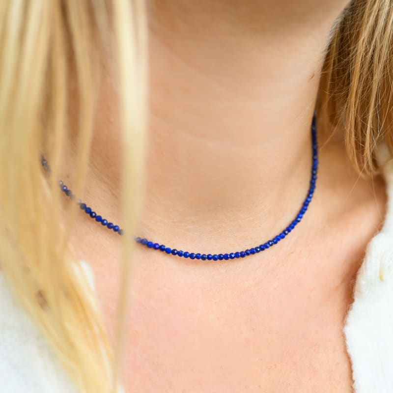 Parure Bijoux Lapis-lazuli - Collier + Boucles D'oreilles + Certificat, Neuf Avec étiquettes