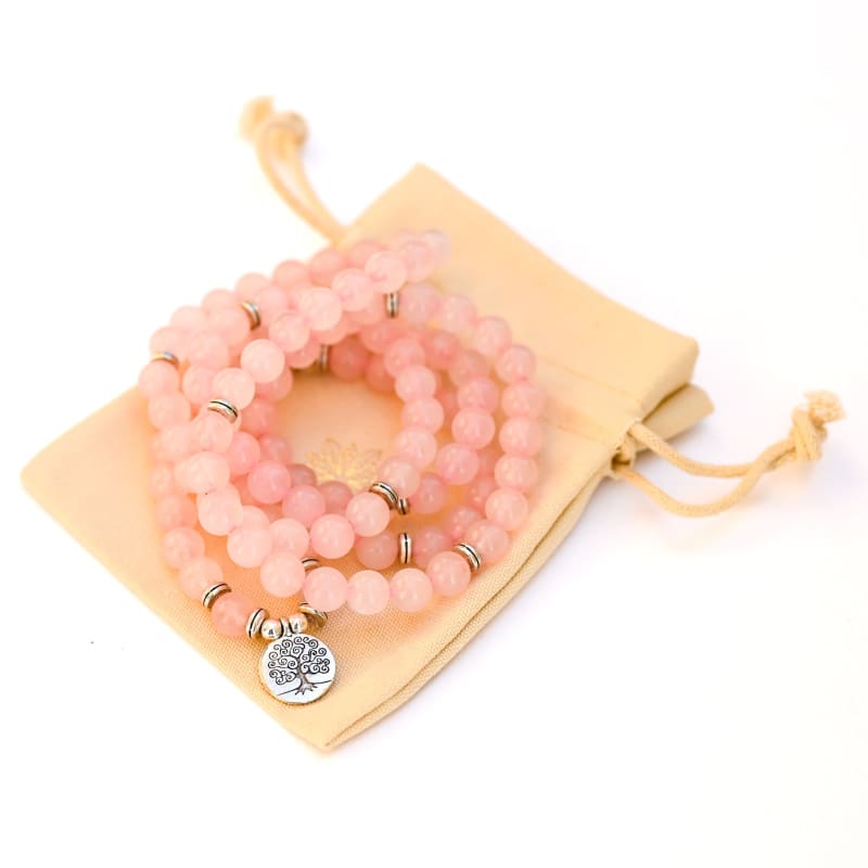 Mala Quartz Rose Arbre de vie | Univers Minéral