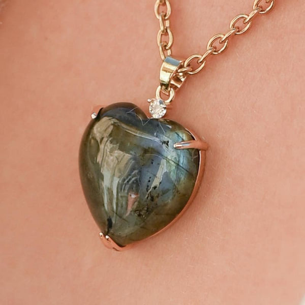 Pendentif coeur en labradorite - La Voie Minérale