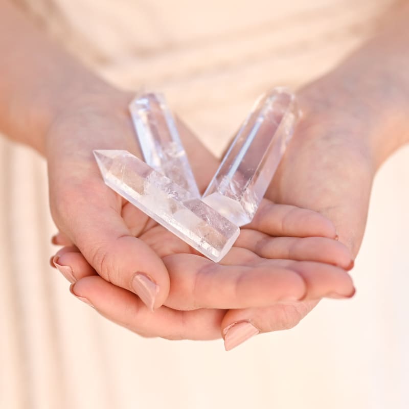 4 Perles Tubes En Cristal De Roche Quartz - 13x4 Mm, Pour Création Bijoux